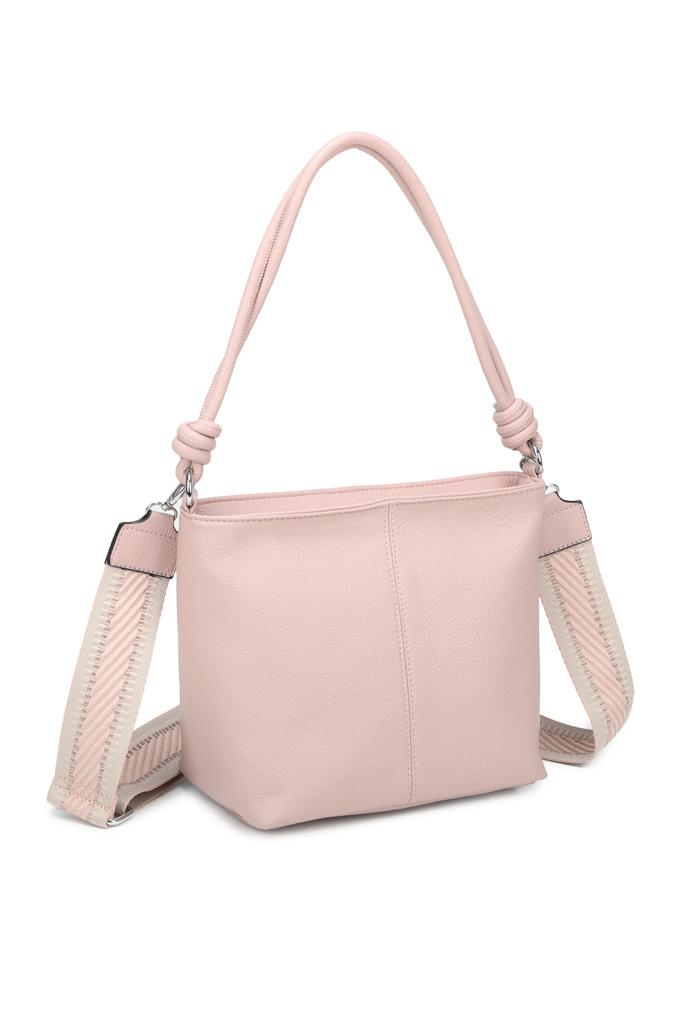 Velora PU Leather Shoulder Hobo Bag with Braided and Canvas Strap - RB241032