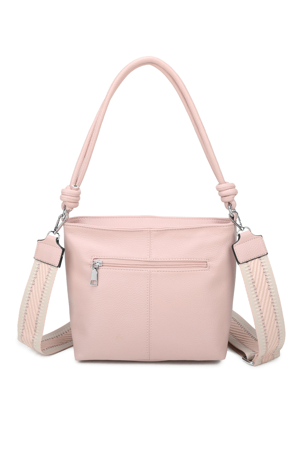 Velora PU Leather Shoulder Hobo Bag with Braided and Canvas Strap - RB241032
