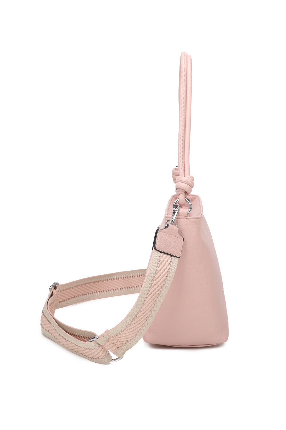 Velora PU Leather Shoulder Hobo Bag with Braided and Canvas Strap - RB241032