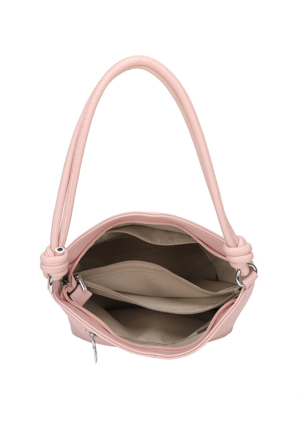 Velora PU Leather Shoulder Hobo Bag with Braided and Canvas Strap - RB241032