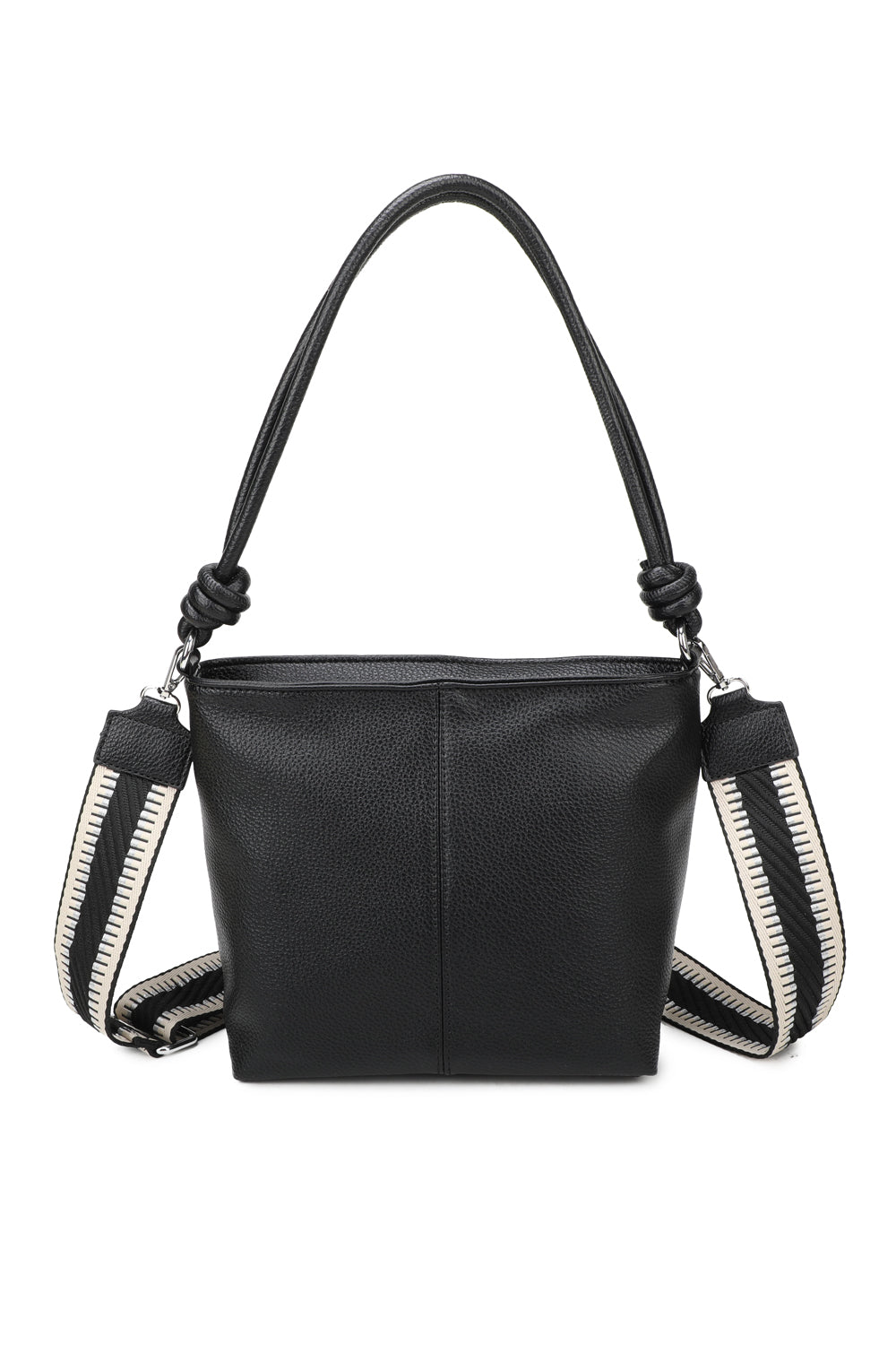 Velora PU Leather Shoulder Hobo Bag with Braided and Canvas Strap - RB241032