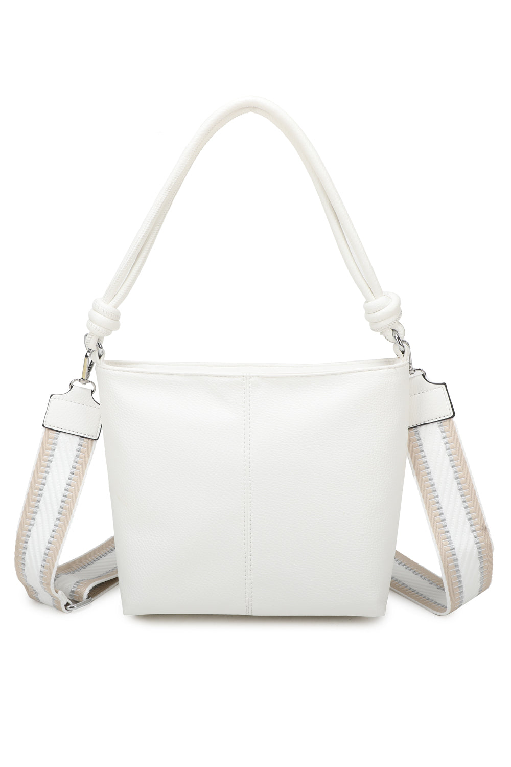 Velora PU Leather Shoulder Hobo Bag with Braided and Canvas Strap - RB241032