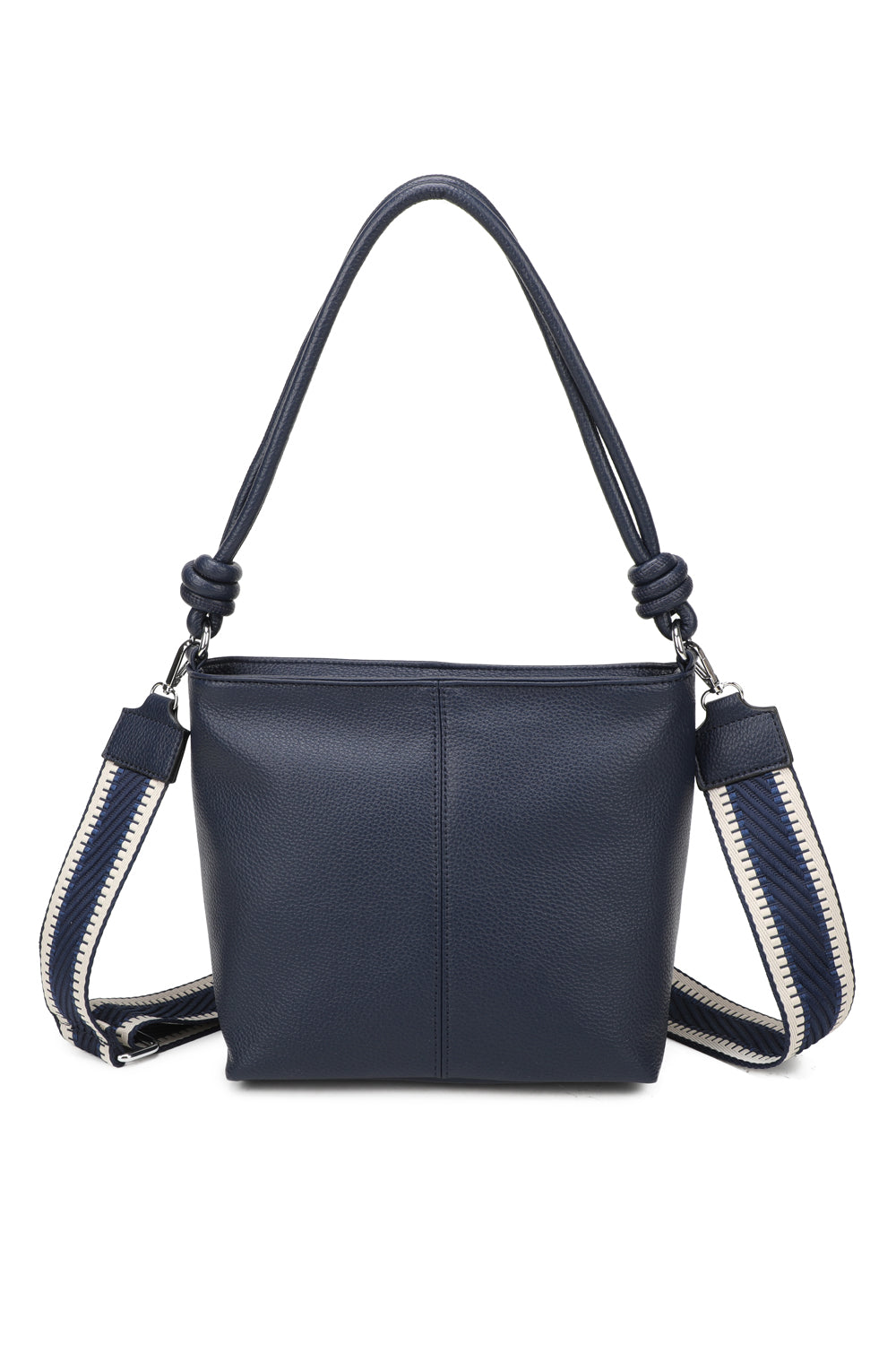 Velora PU Leather Shoulder Hobo Bag with Braided and Canvas Strap - RB241032