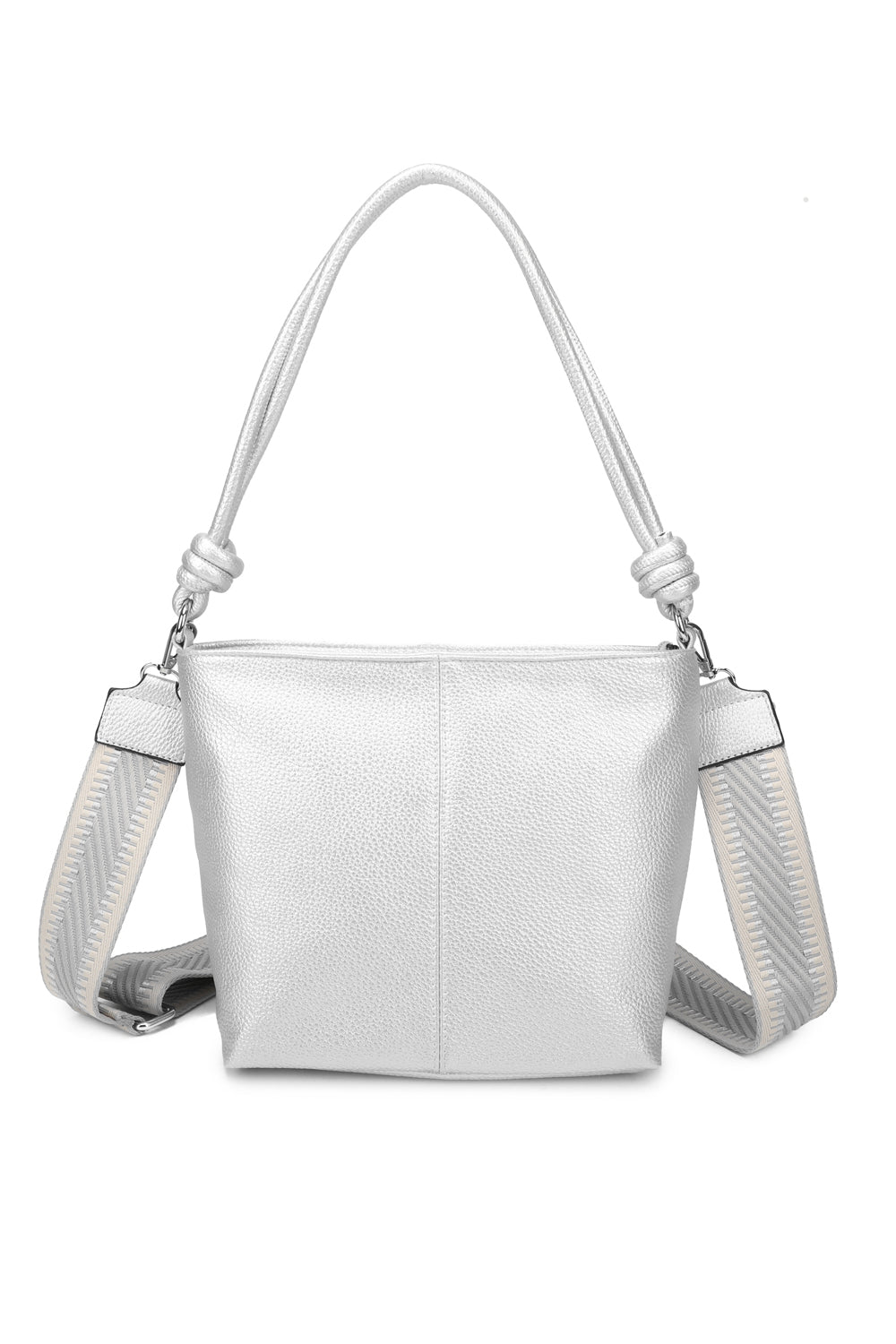 Velora PU Leather Shoulder Hobo Bag with Braided and Canvas Strap - RB241032