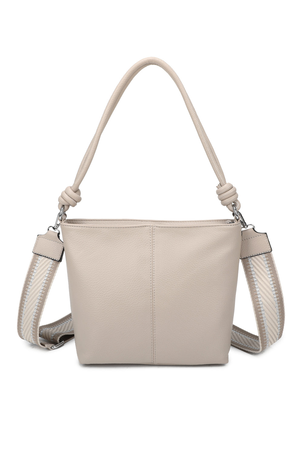 Velora PU Leather Shoulder Hobo Bag with Braided and Canvas Strap - RB241032