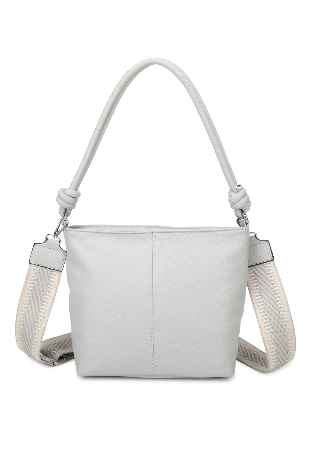 Velora PU Leather Shoulder Hobo Bag with Braided and Canvas Strap - RB241032