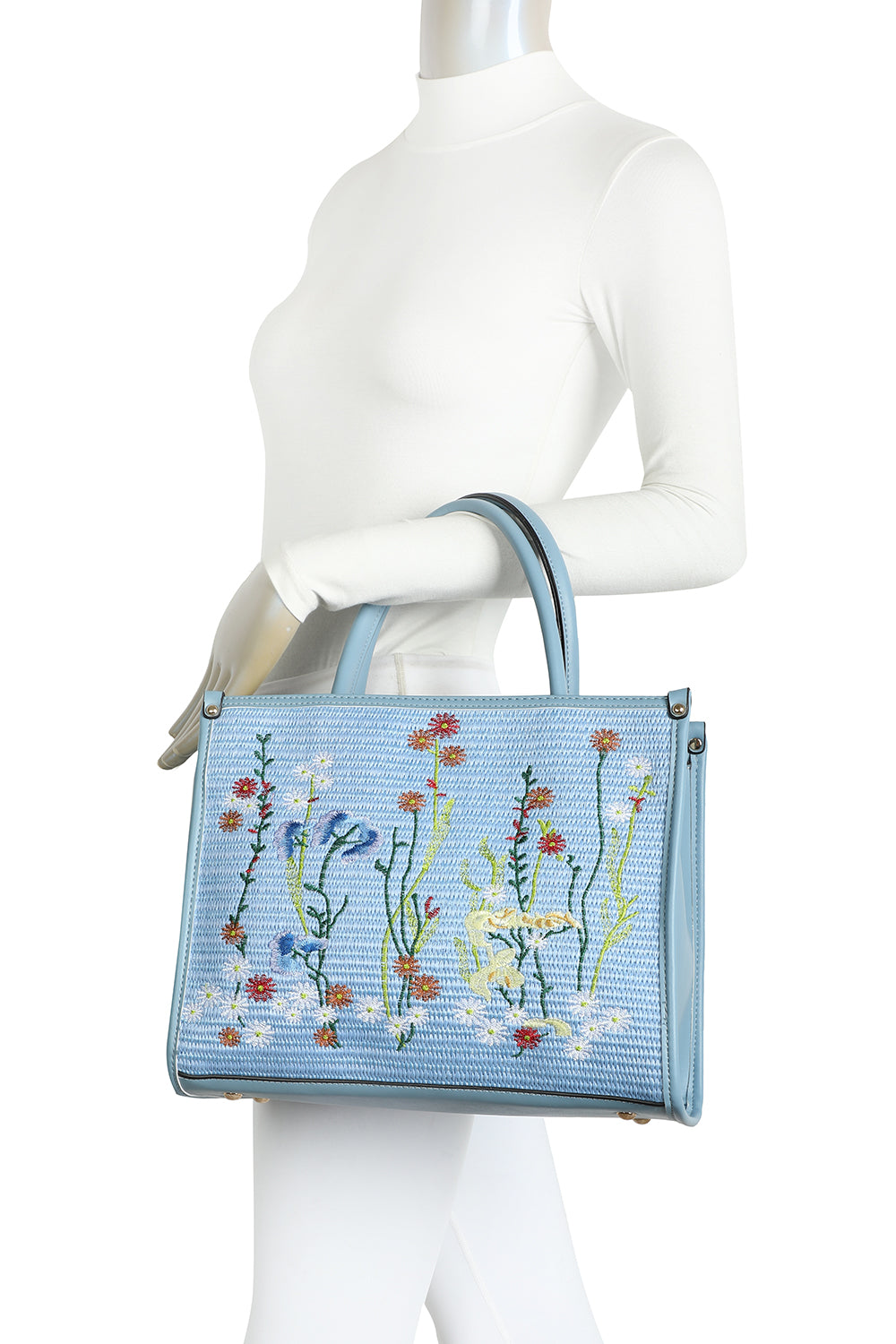 Yura Flower Woven Finish Shoulder Tote Bag