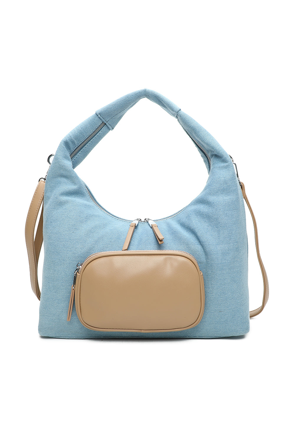 Dual-Colour Denim Shoulder Bag