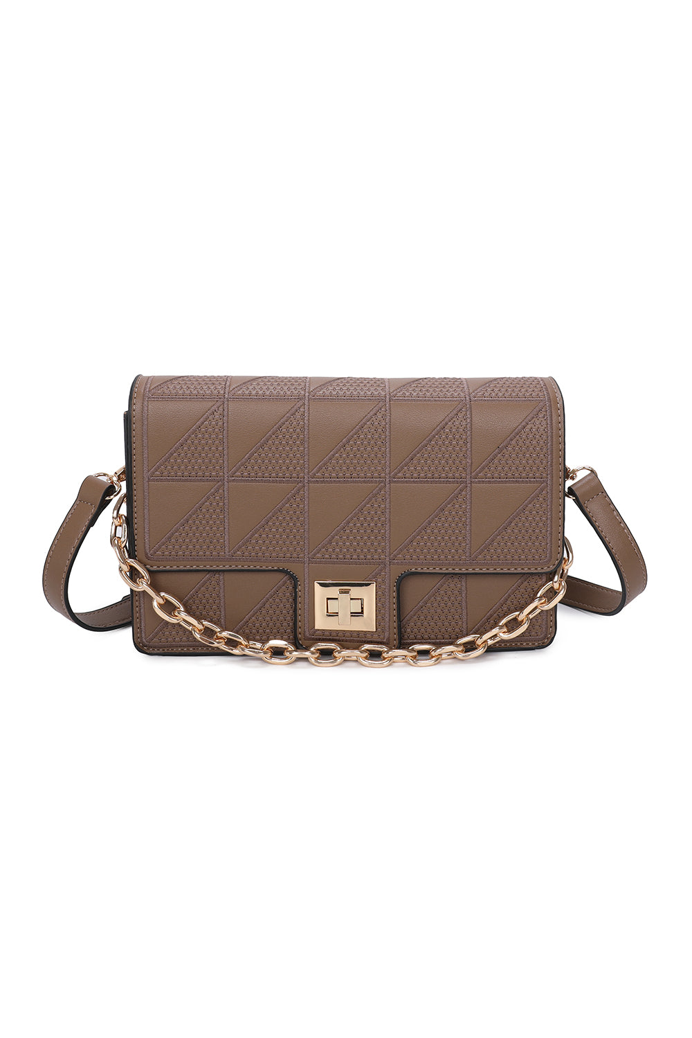 Triangular Patterned Chain Shoulder Bag