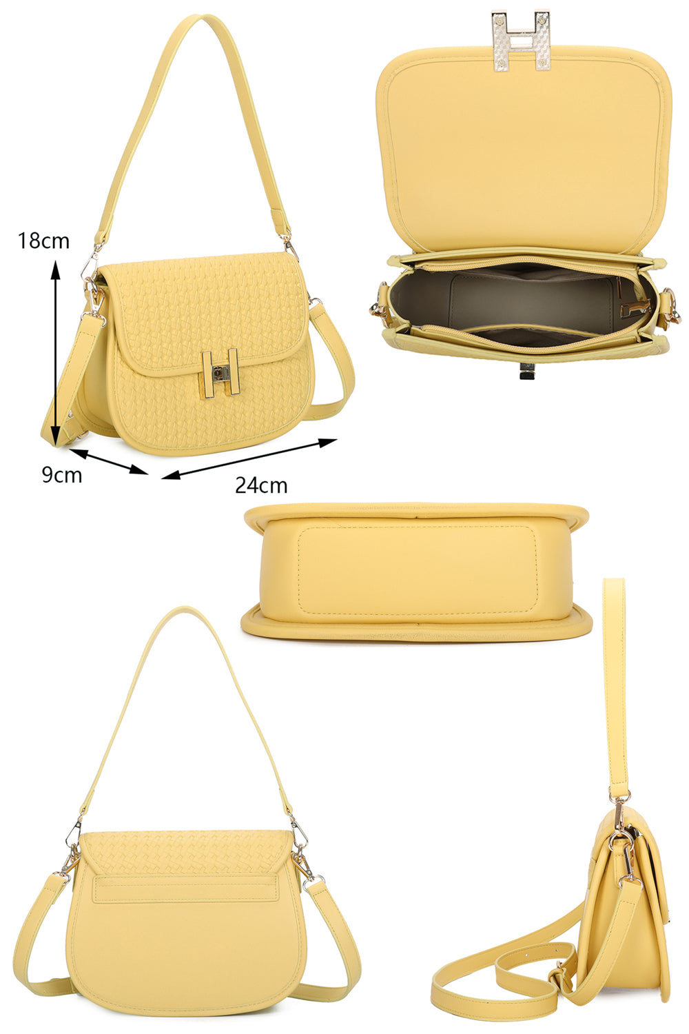 Echo PU Leather Woven Patterned Shoulder/Satchel Bag with Extra Long Strap - ry241058
