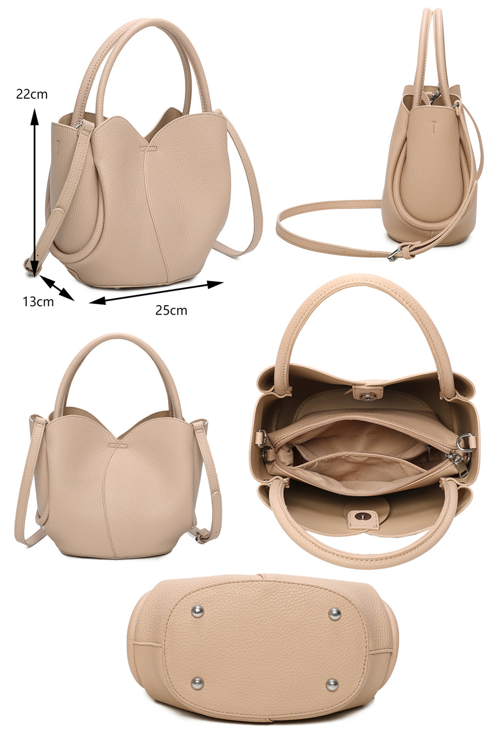 The Petal 2in1 PU Leather Shoulder Hand Bag With an Extra Crossbody Bag - RY241051