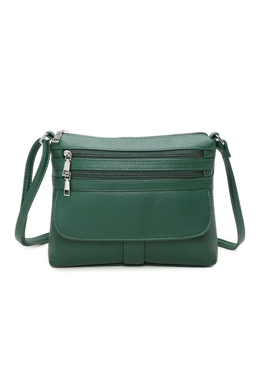 Quadruple Zips PU Messenger Bag