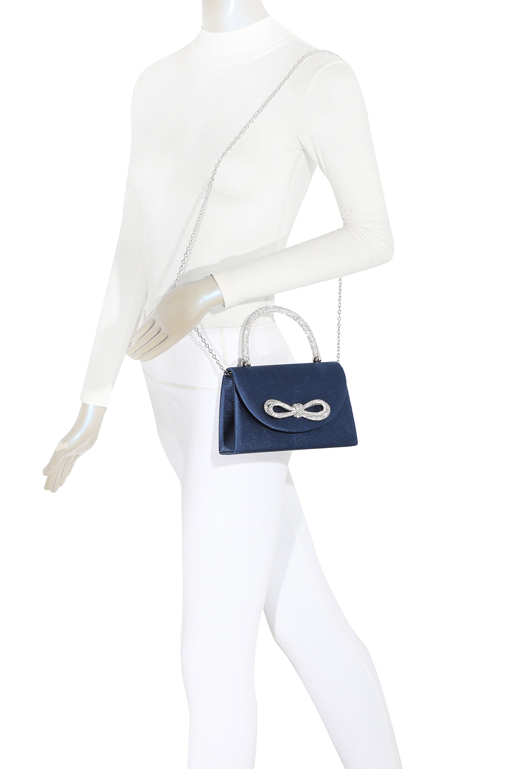 Camila Diamante Ribbon Envelope Style Shoulder Top-Handle Evening Bag - RZ2412