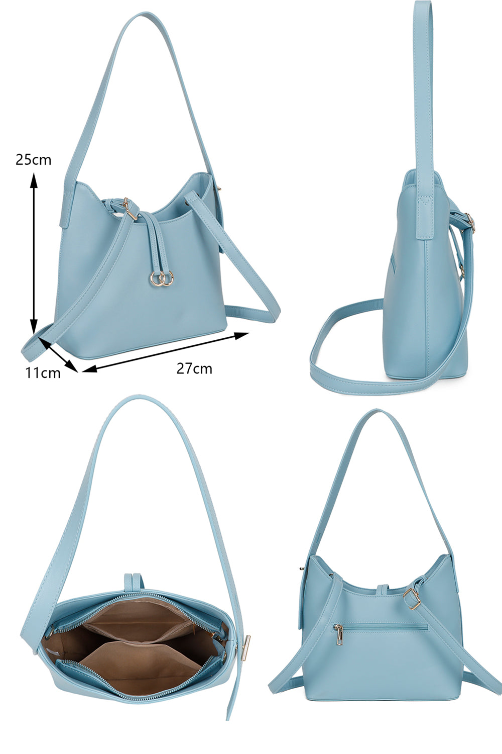 Halo Charm PU Leather Shoulder/Hobo Bag with Extendable Shoulder Straps and Extra-long Straps - RJ241076