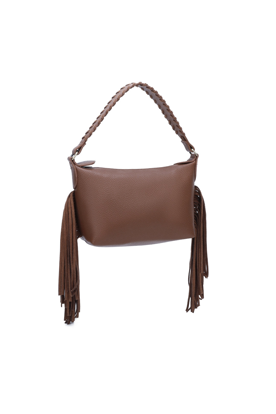 Lioren Suede PU Leather Small Crossbody Fringe Hobo Bag - RJ250975