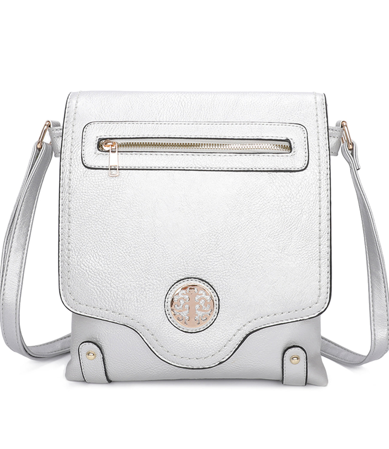 Sara Triple Zip Dual Compartments PU Crossbody Messenger Bag - RM140901