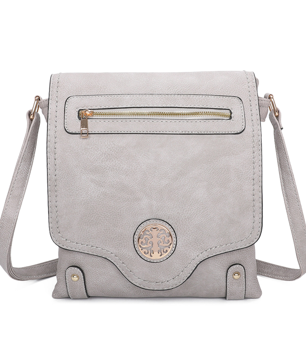 Sara Triple Zip Dual Compartments PU Crossbody Messenger Bag - RM140901