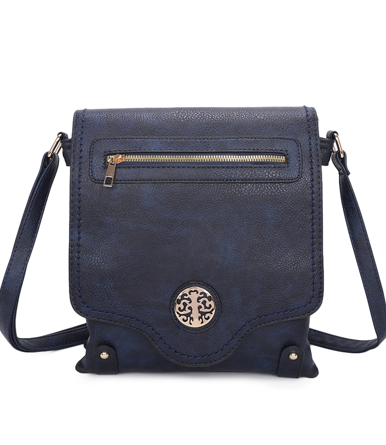 Sara Triple Zip Dual Compartments PU Crossbody Messenger Bag - RM140901