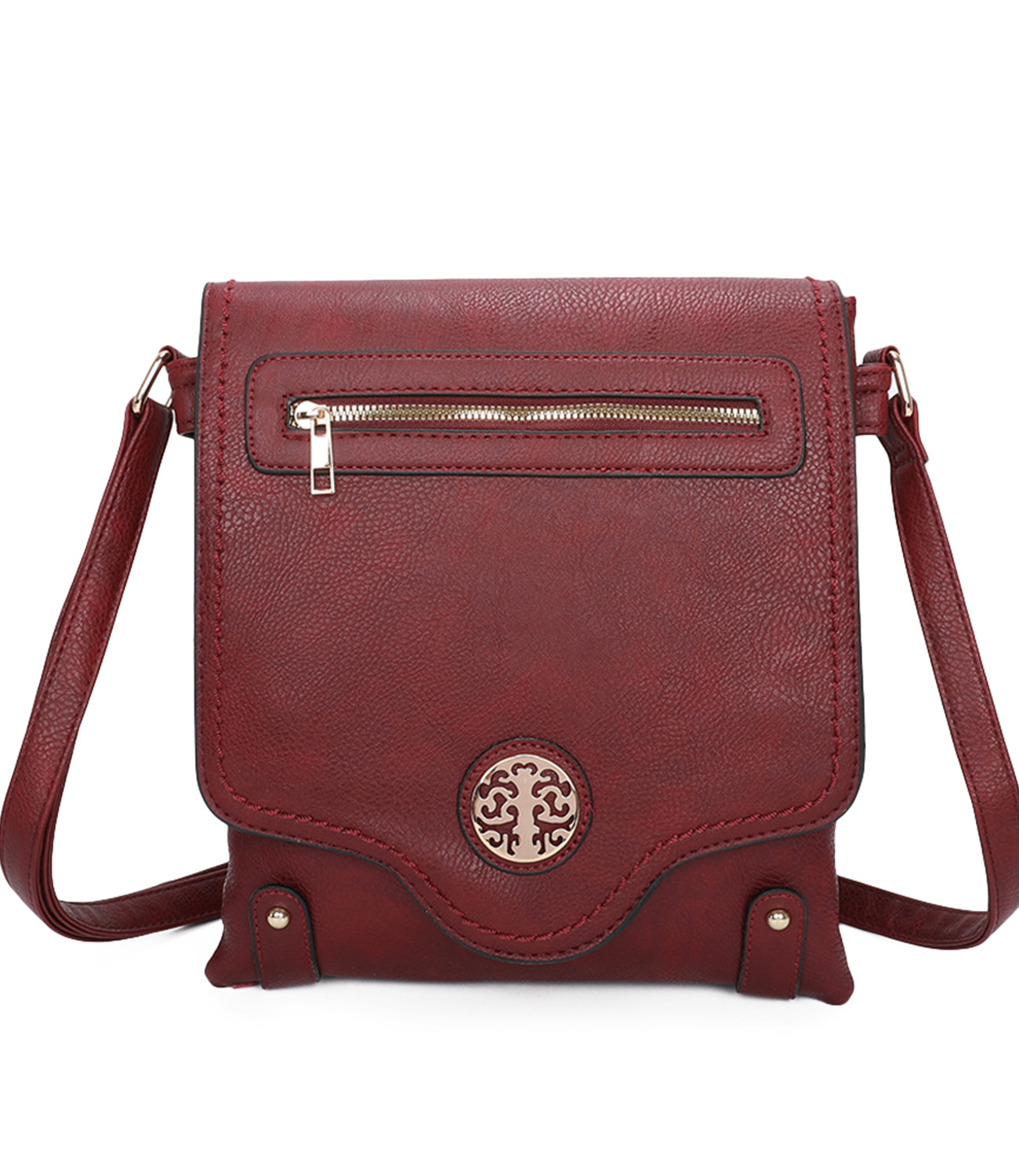 Sara Triple Zip Dual Compartments PU Crossbody Messenger Bag - RM140901