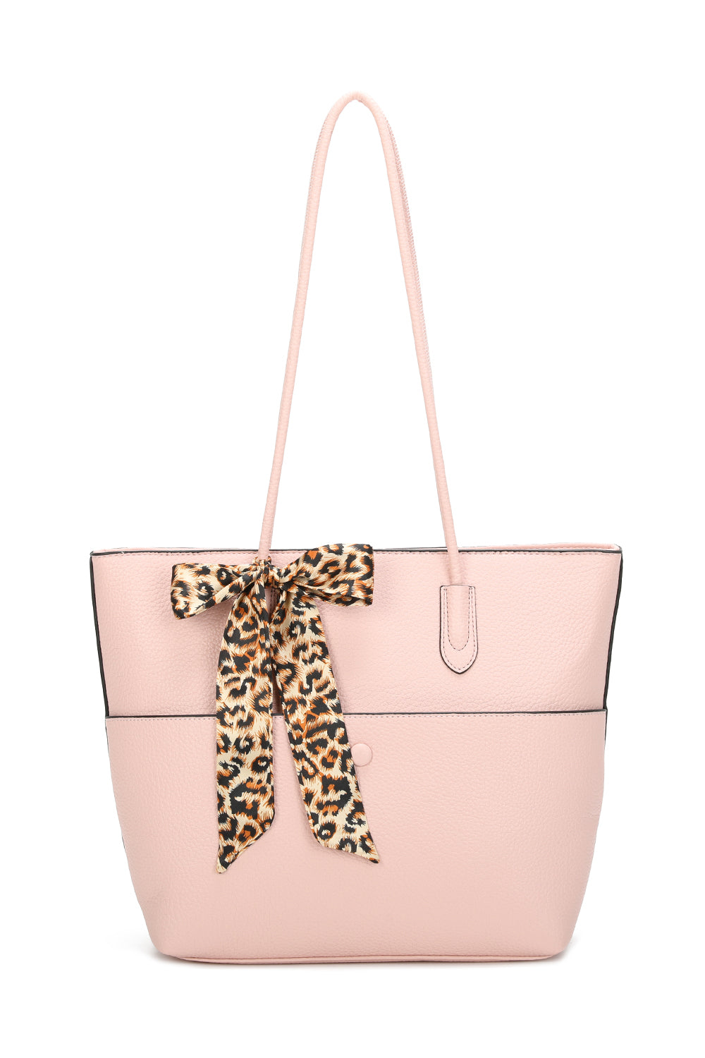 Savannah PU Leather Tote Bag With Leopard Style Ribbon - RB241029
