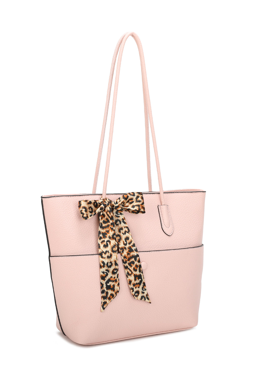 Savannah PU Leather Tote Bag With Leopard Style Ribbon - RB241029