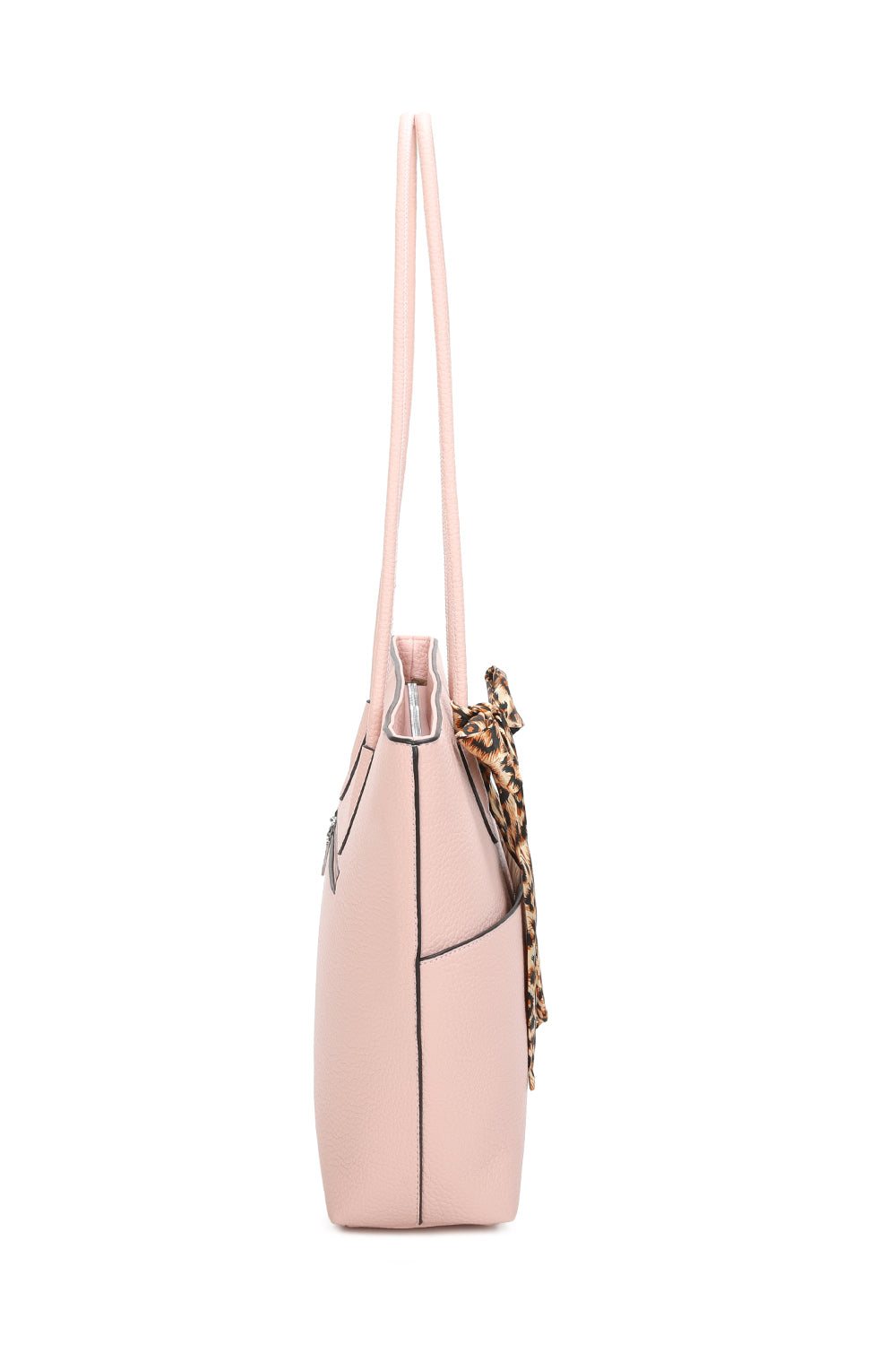 Savannah PU Leather Tote Bag With Leopard Style Ribbon - RB241029