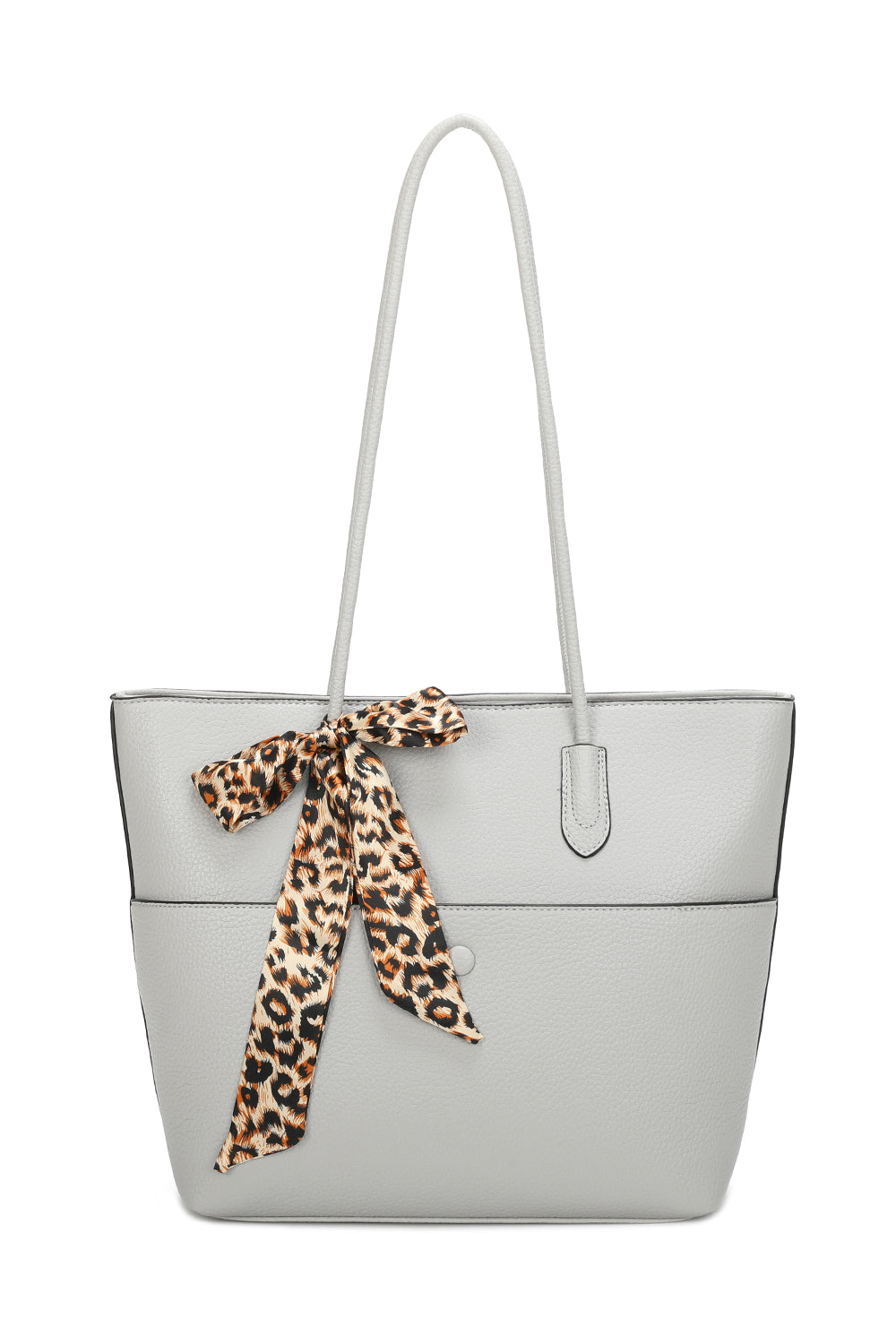 Savannah PU Leather Tote Bag With Leopard Style Ribbon - RB241029