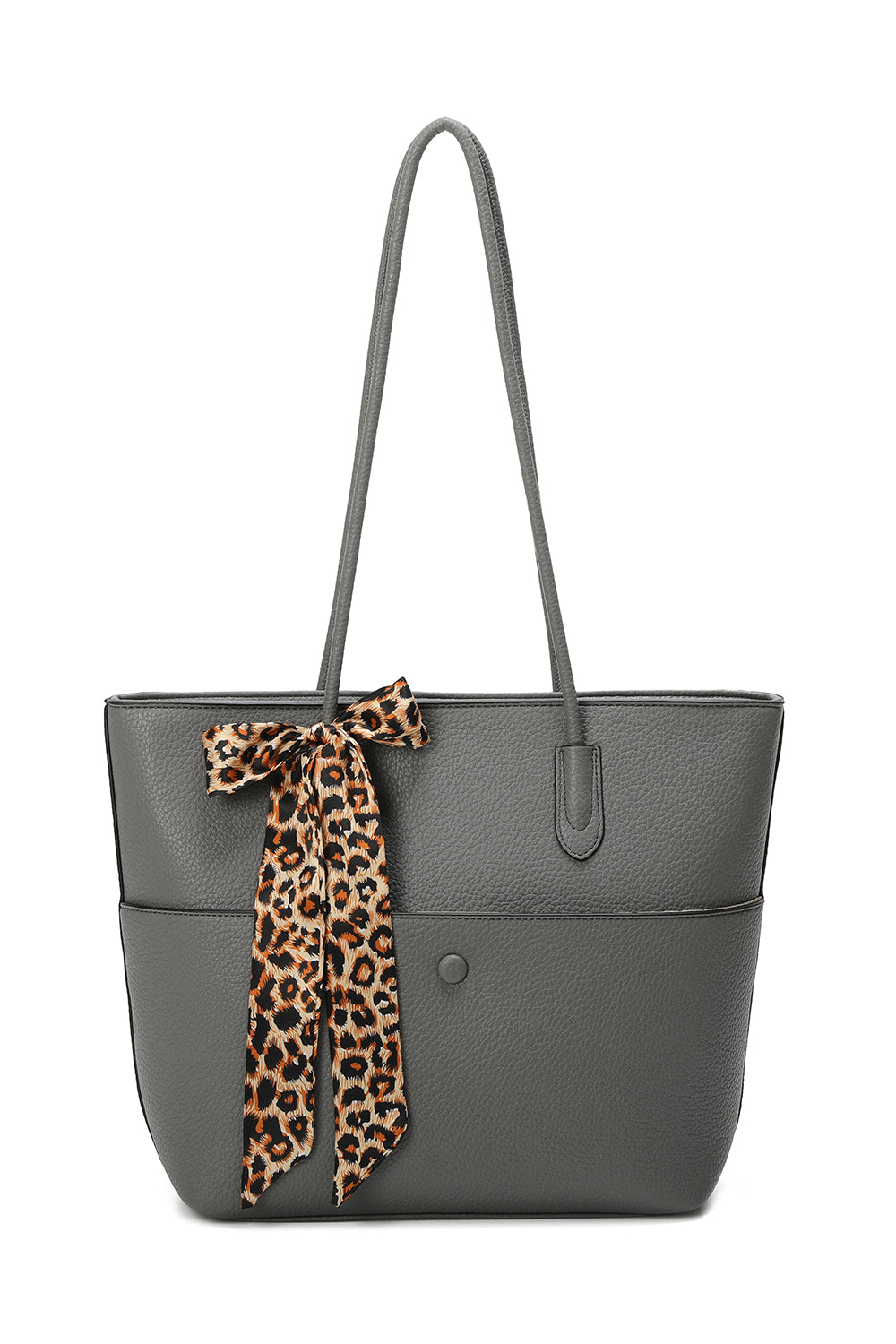 Savannah PU Leather Tote Bag With Leopard Style Ribbon - RB241029