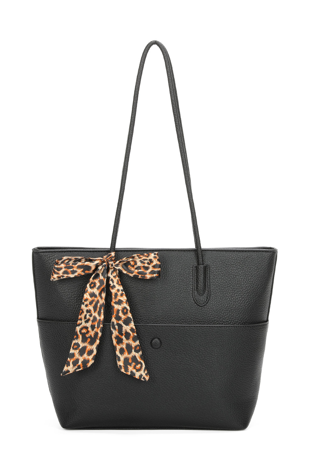 Savannah PU Leather Tote Bag With Leopard Style Ribbon - RB241029