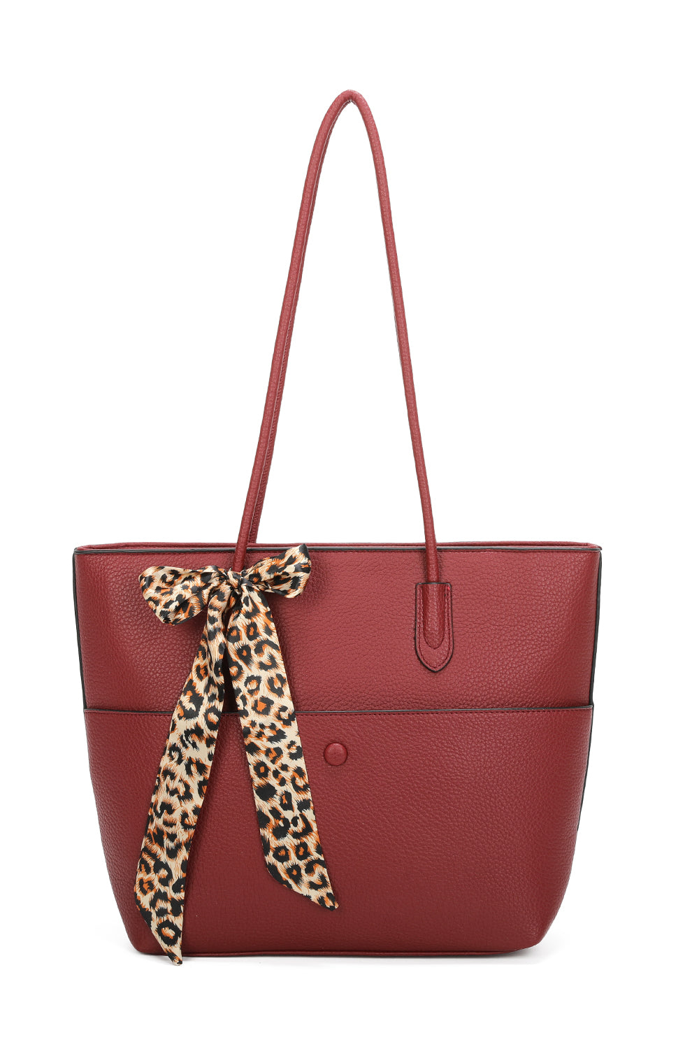 Savannah PU Leather Tote Bag With Leopard Style Ribbon - RB241029