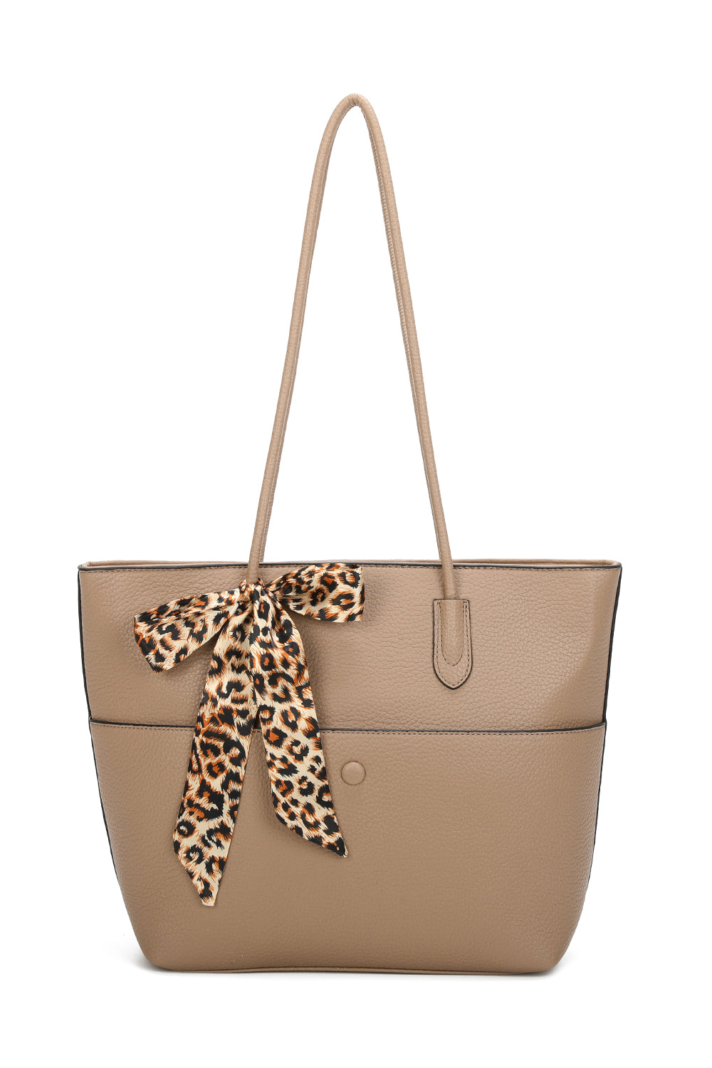 Savannah PU Leather Tote Bag With Leopard Style Ribbon - RB241029