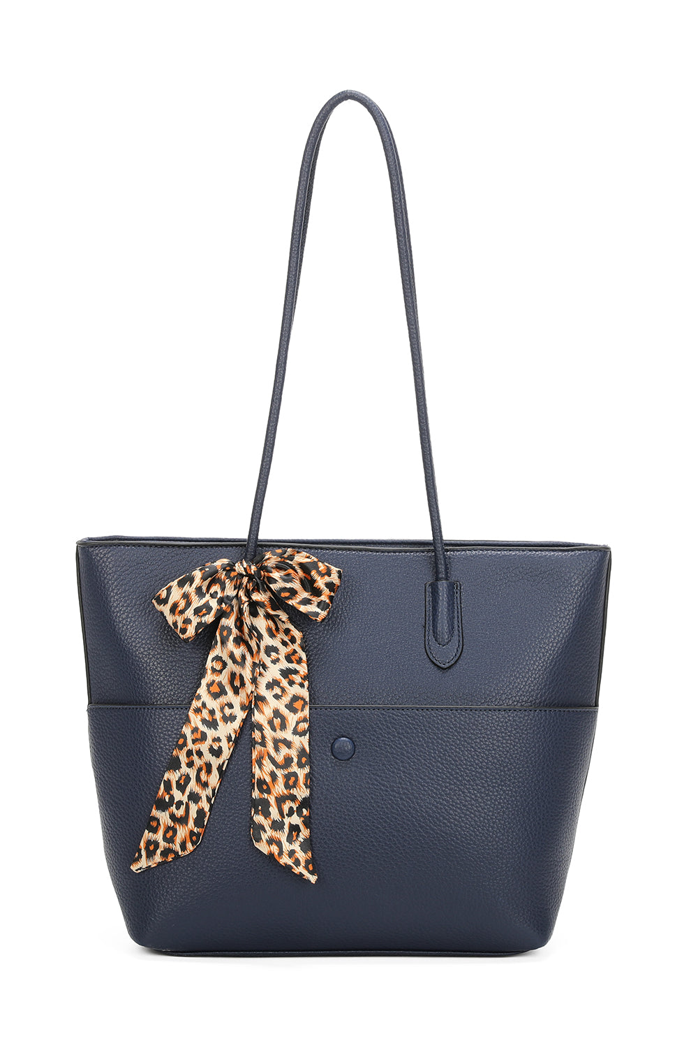 Savannah PU Leather Tote Bag With Leopard Style Ribbon - RB241029