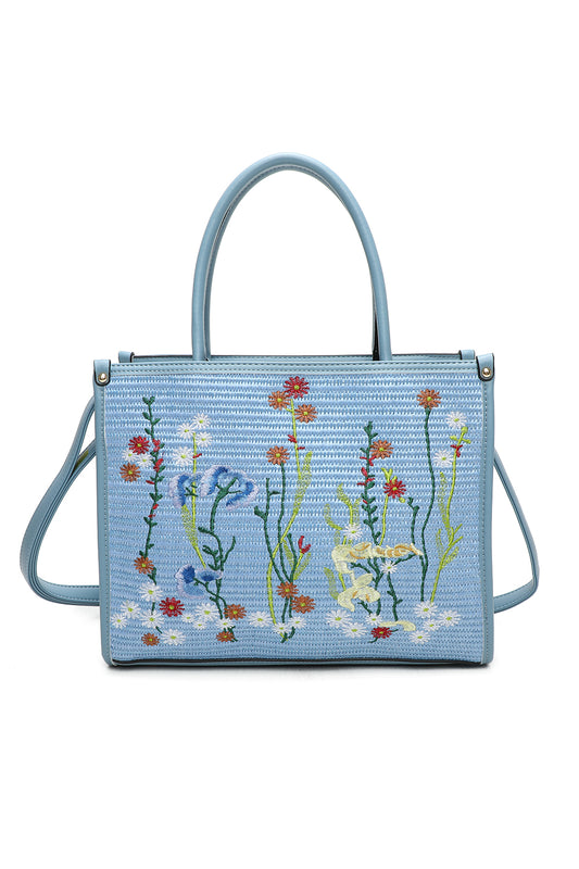 Yura Flower Woven Finish Shoulder Tote Bag