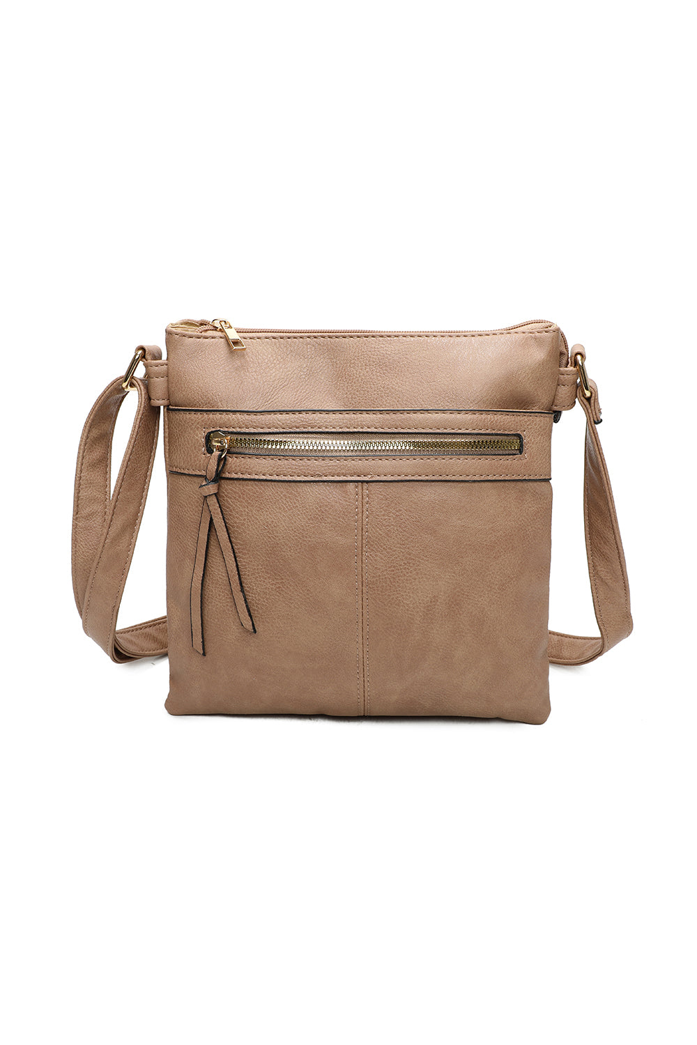 Perry Triple Zip PU Leather Crossbody Messenger Bag