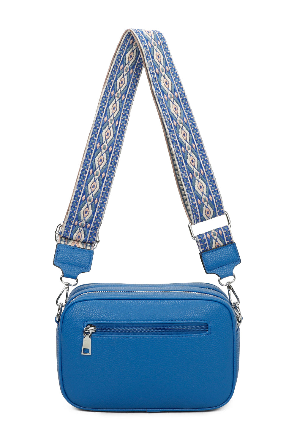 Quadriple Zipped Tassel Crossbody with Canvas Strap