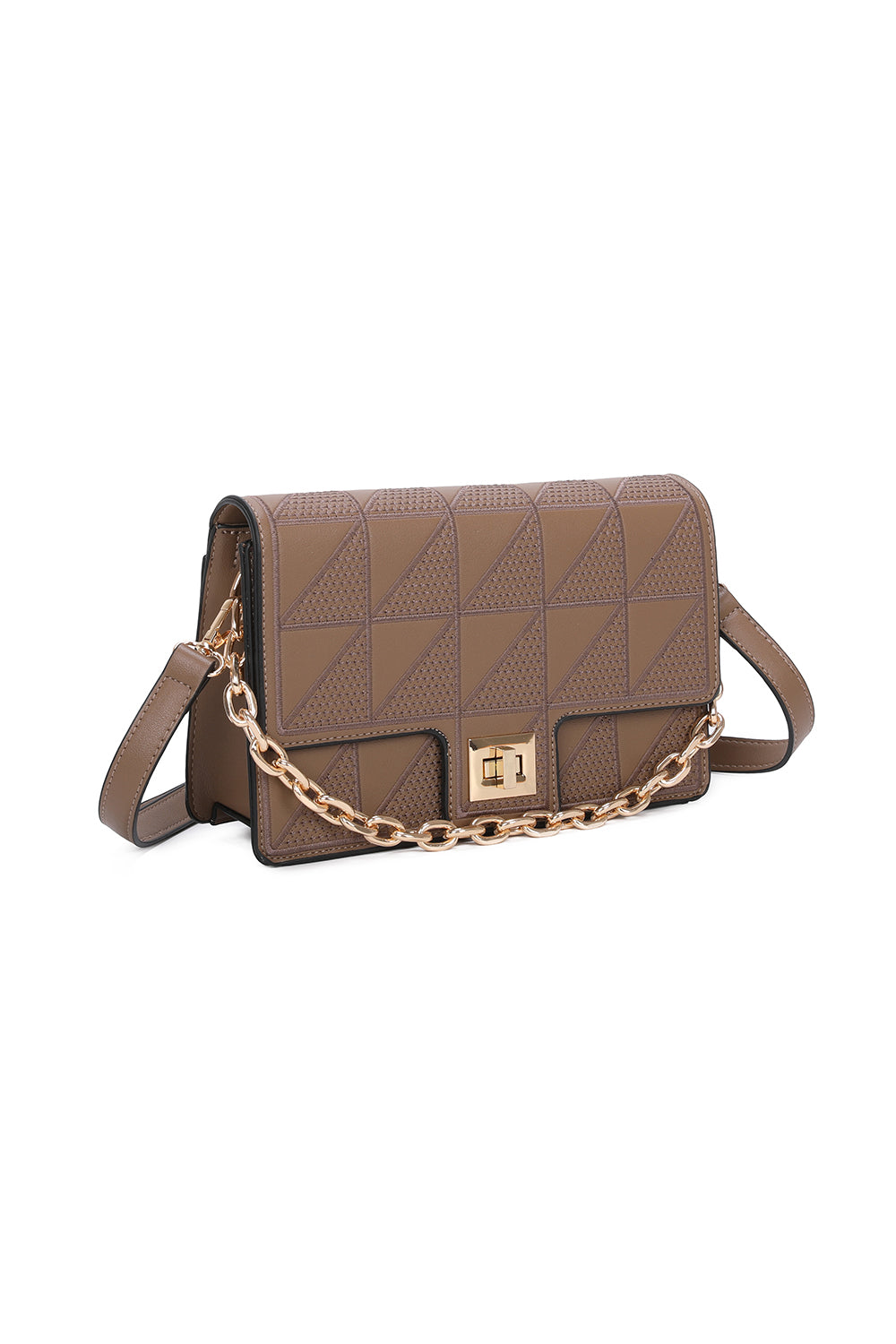 Triangular Patterned Chain Shoulder Bag