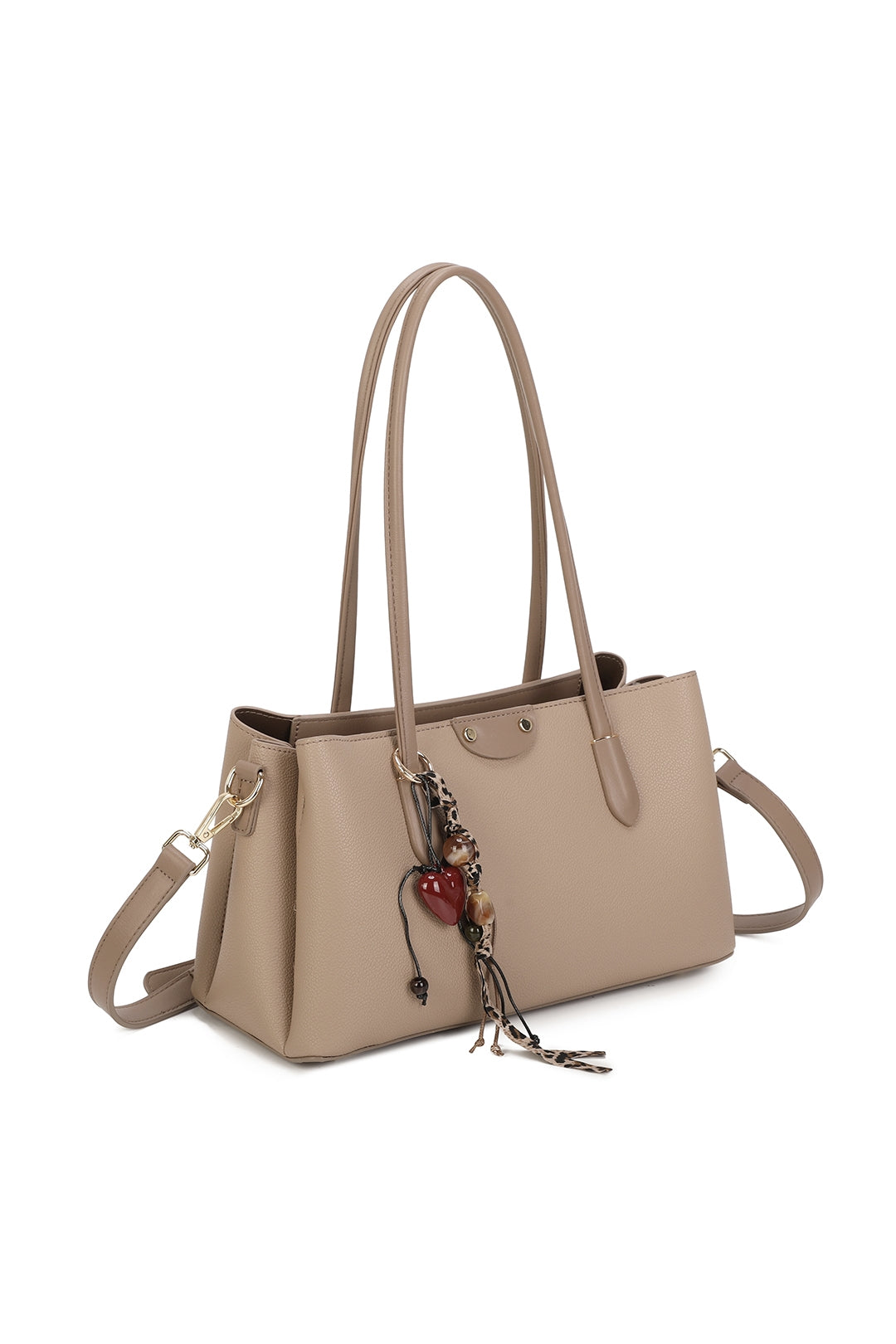 Evora PU Leather Triple Compartments Baguette-style Top Handle Bag - RY260536