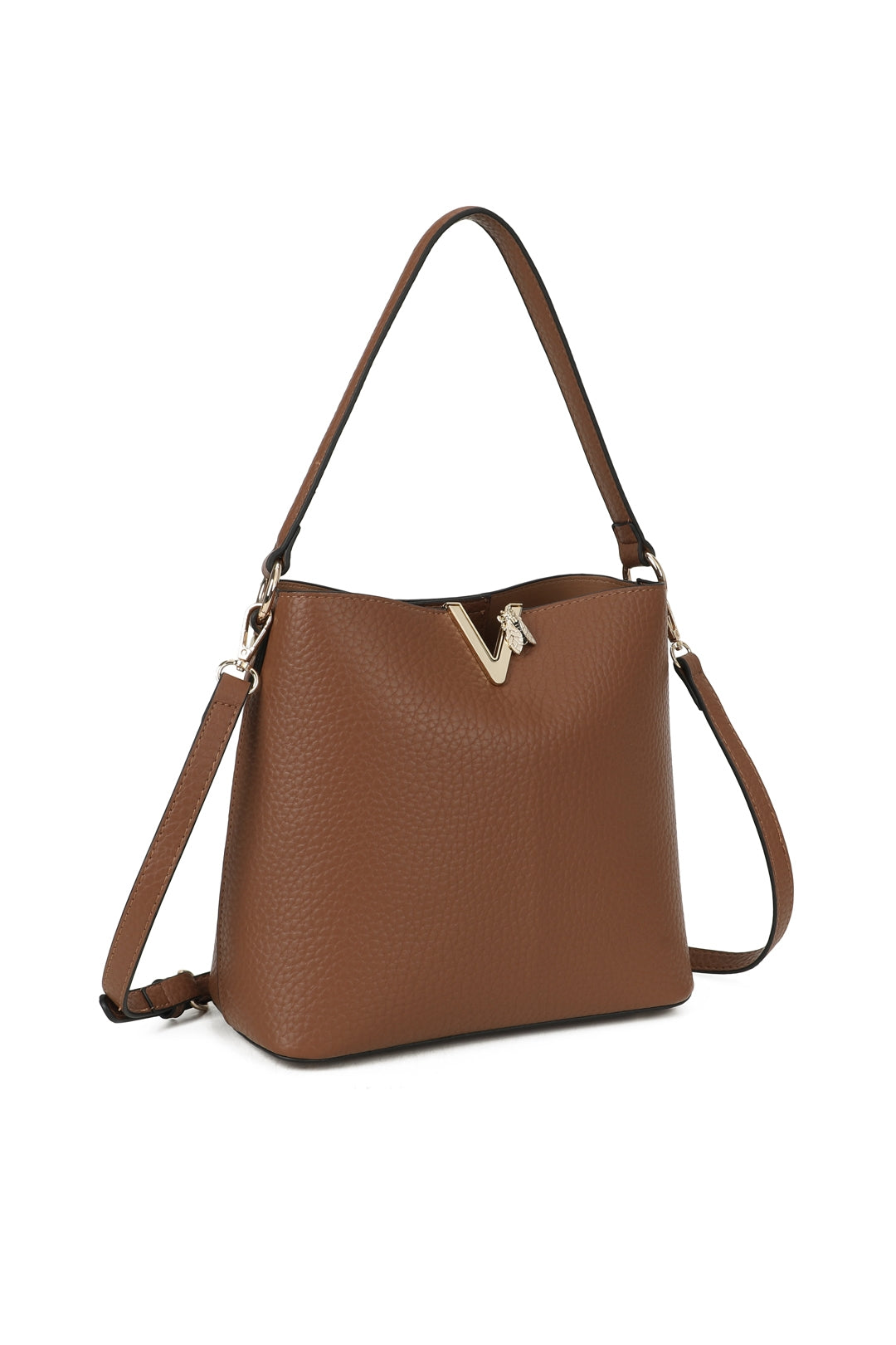 Veloura PU V-shaped Triple Compartments Top-Handle Bag- RB260513