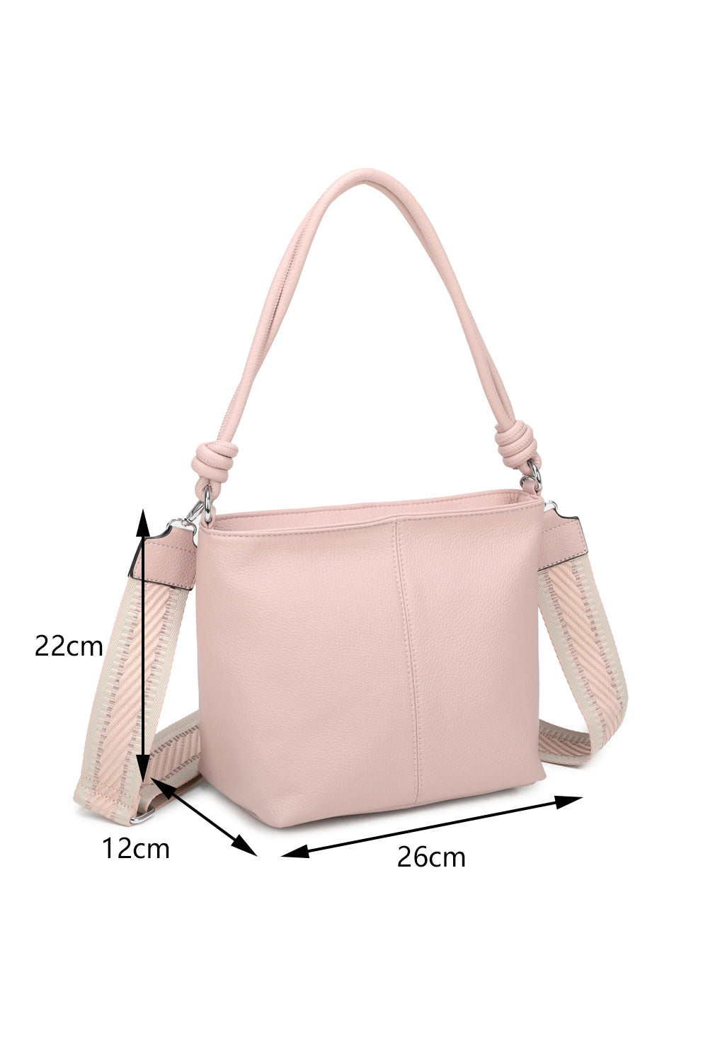 Velora PU Leather Shoulder Hobo Bag with Braided and Canvas Strap - RB241032