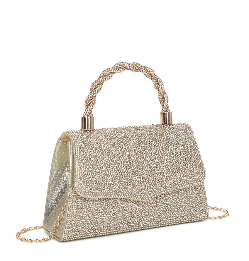 Diamante Trapezoid Shaped Shoulder Top-Handle Evening Bag