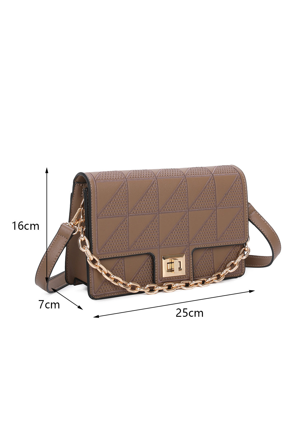 Triangular Patterned Chain Shoulder Bag