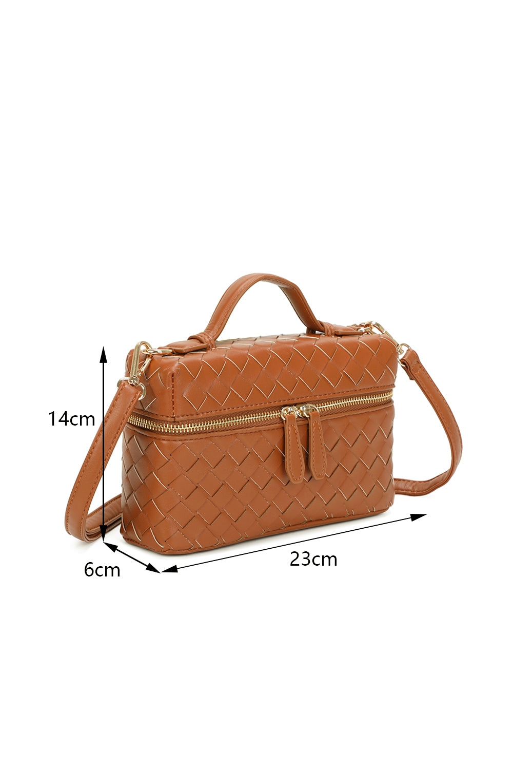 Artisan Woven PU Leather Top-Handle Crossbody Bag - RX25401