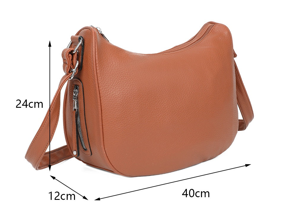 Noma Dual Compartments PU Leather Crossbody Bag with Side Zip Pockets