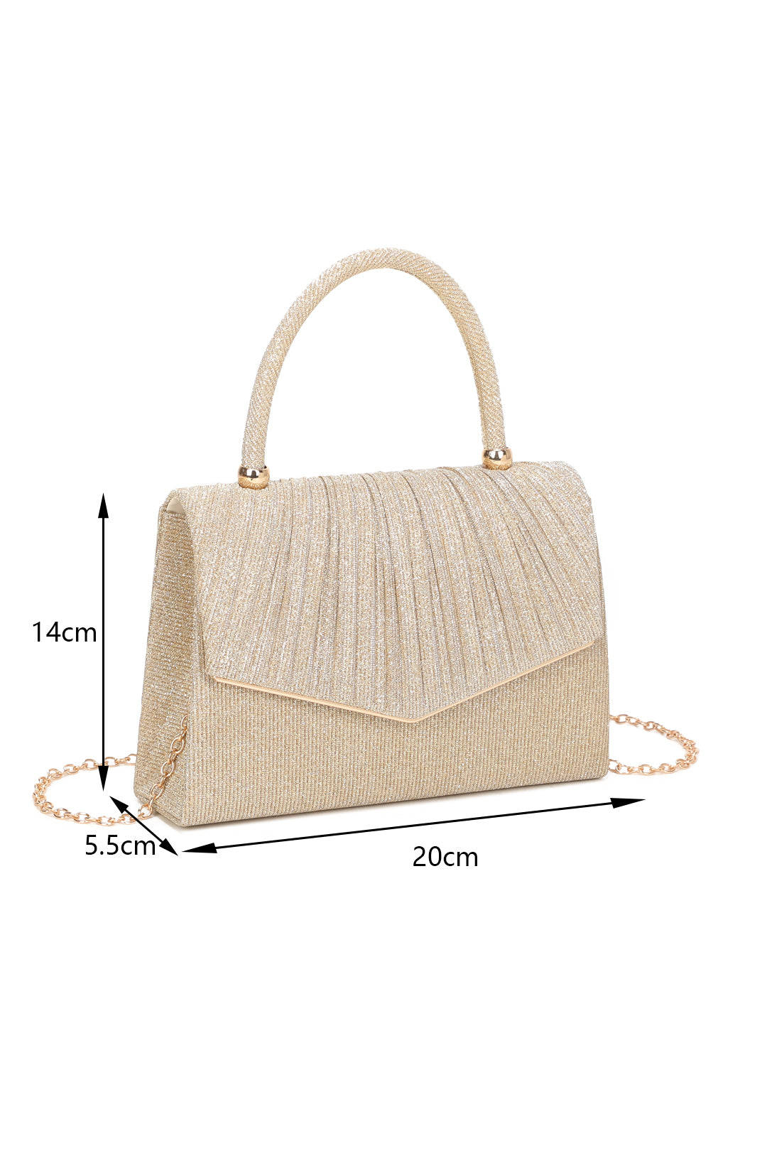 Aurenza Pleated Satin Top Handle Glittering Clutch Bag - RZ2512