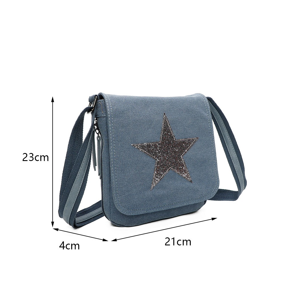 Tassel Flap Star Triple Zip Crossbody Messenger Bag