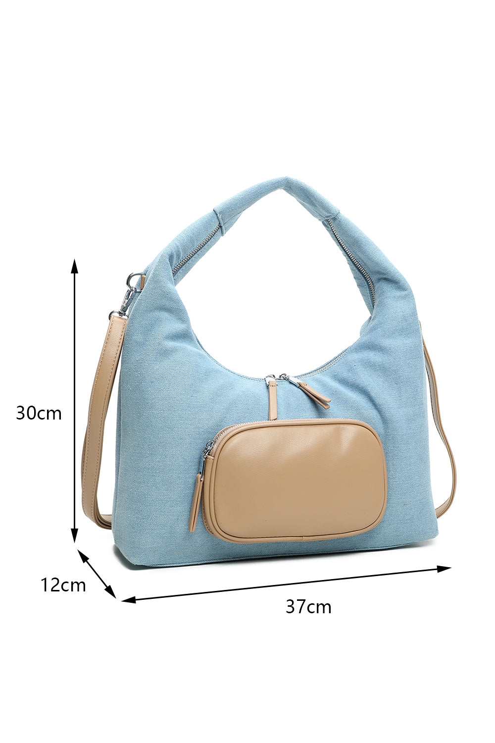 Dual-Colour Denim Shoulder Bag