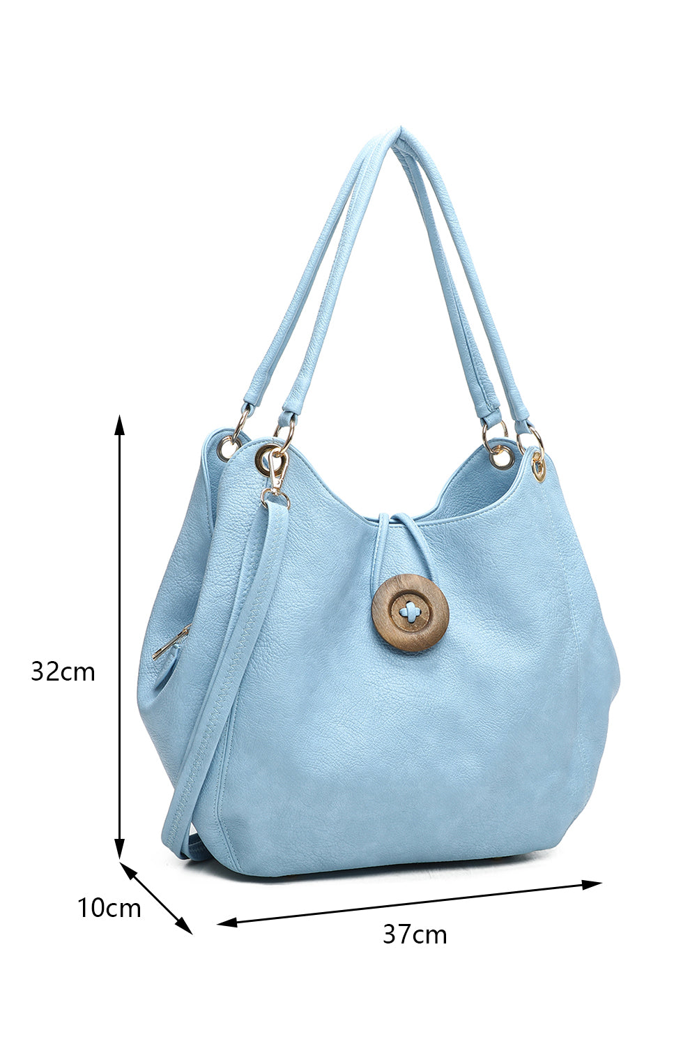 Hava Button Triple Compartments PU Leather Shoulder Bag