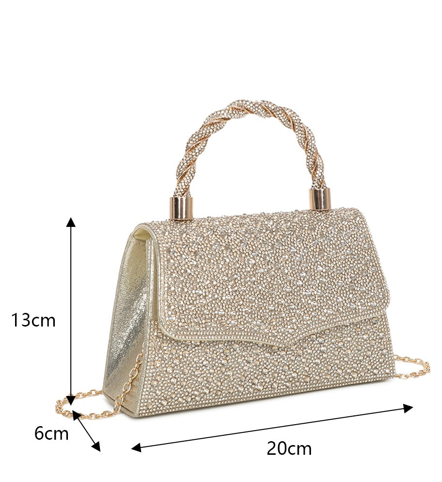 Diamante Trapezoid Shaped Shoulder Top-Handle Evening Bag