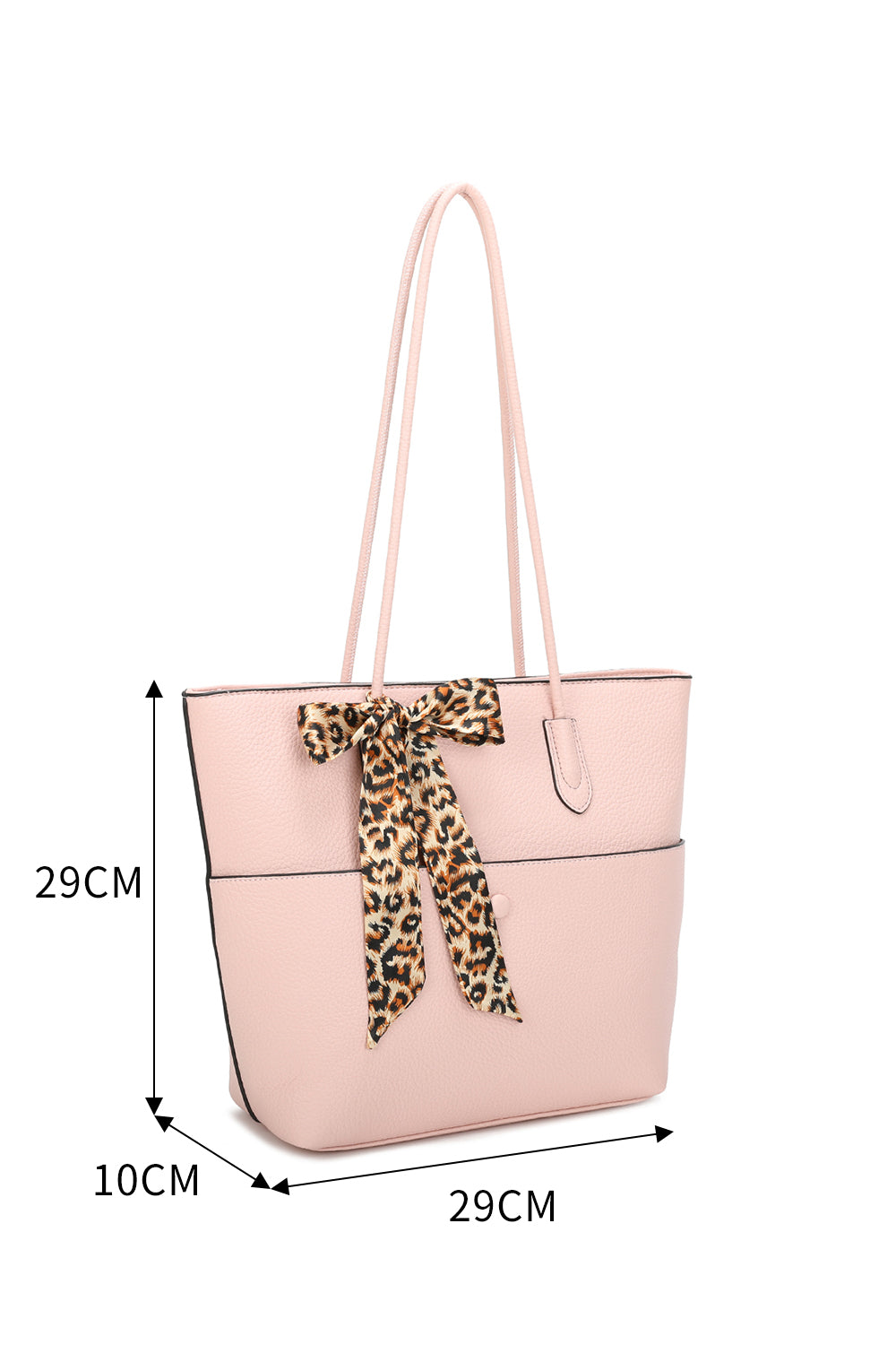 Savannah PU Leather Tote Bag With Leopard Style Ribbon - RB241029