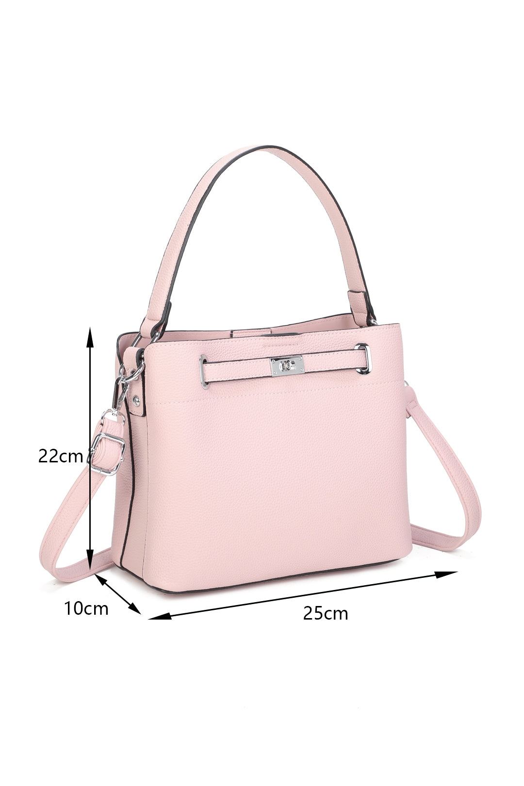 Enro Triple Compartments PU Leather Top Handle Bag With A Lock - RB250953